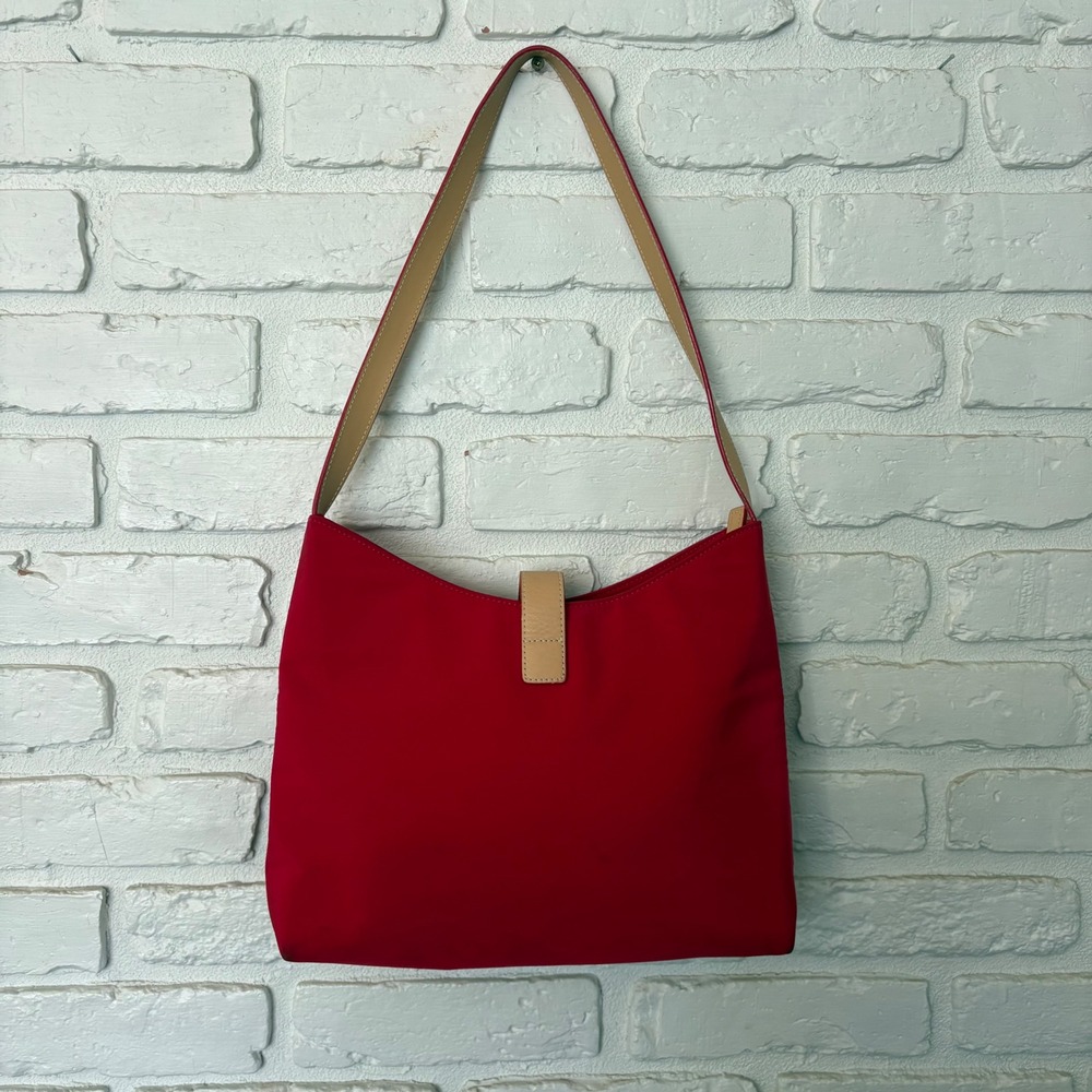 Ralph Lauren Vintage Y2K Red Nylong Leather Shoulder Bag - Picture 4 of 7